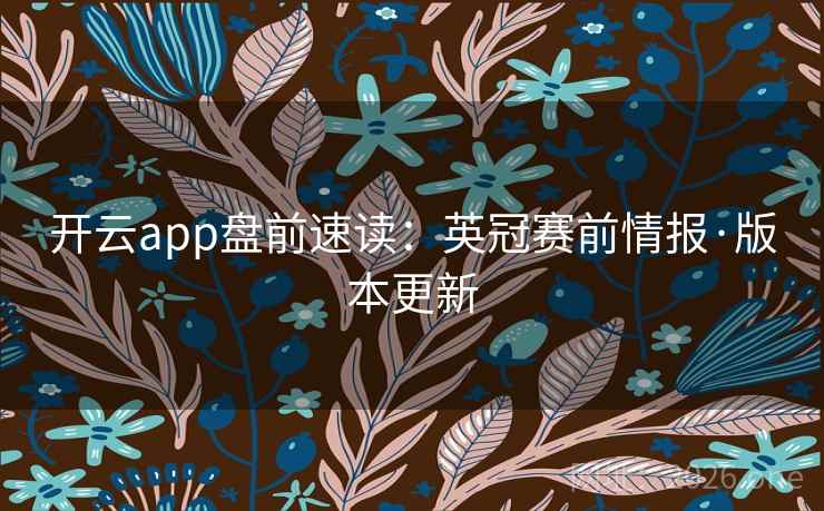 开云app盘前速读：英冠赛前情报·版本更新  第2张